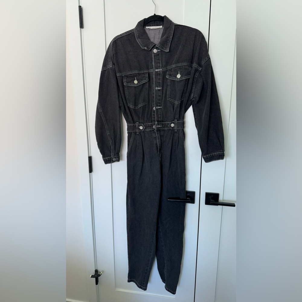 12th Tribe Black Denim Jumpsuit S/M